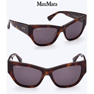 MAX MARA FRANCOISE MM0041 52A DARK TORTOISE SMOKE CAT EYE SUNGLASSES. 56 mm